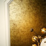 Mettalic gold dining room ceiling